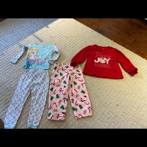 Carter’s Christmas Flees Pj’s and Disney Frozen Pj’s. Size 3T and 4 T